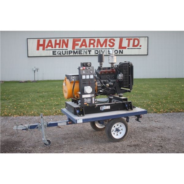 SDMO TM20M trailer mounted generator, 21kw, 4 cylinder diesel engine, 100 hours, local municipal uni