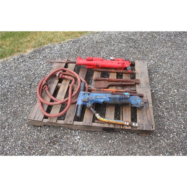 Unknown 2 air powered breakers with multiple bits, local municipal consignment