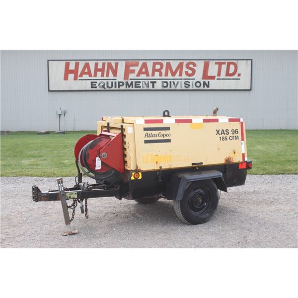 Atlas Copco XAS 96, 185 CSM portable air compressor, 4 cylinder JD engine 402 hours,local municipal