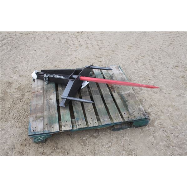 BE bucket mount single prong bale spear with chain