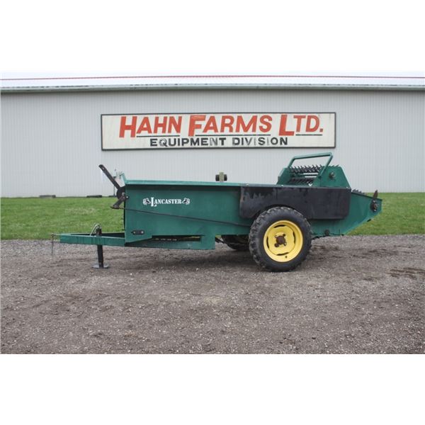 Lancaster 50 single axle ground drive manure spreader, 3 beater, as new
