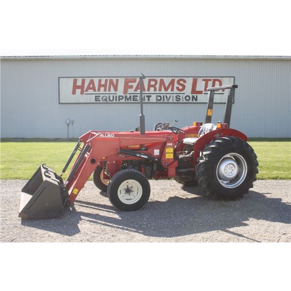 MF 240 2wd tractor, rops, 8 speed, Allied 395 loader, 14.9x24, QT bucket, 2389 hours