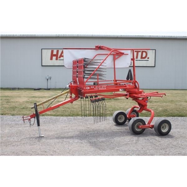 Kuhn 4121GTH Masterdrive hydraulic lift rotary rake, walking tandem axles, very good