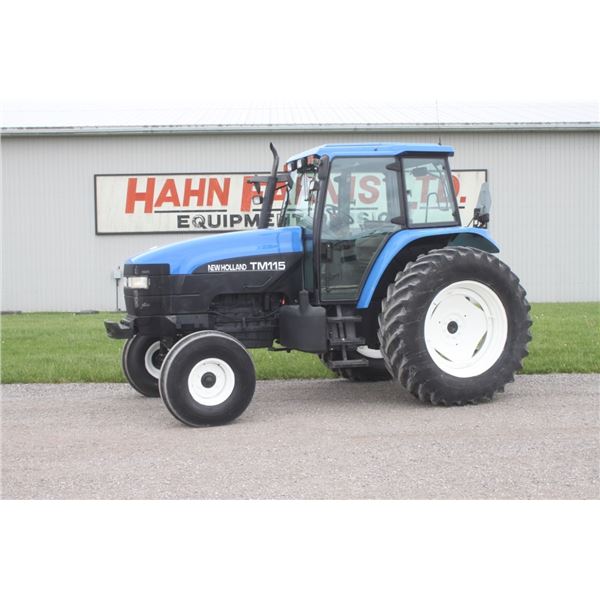 New Holland TM 115 2wd tractor, cab, air, 18.4x38, 2 remotes, 4746 hours, one owner