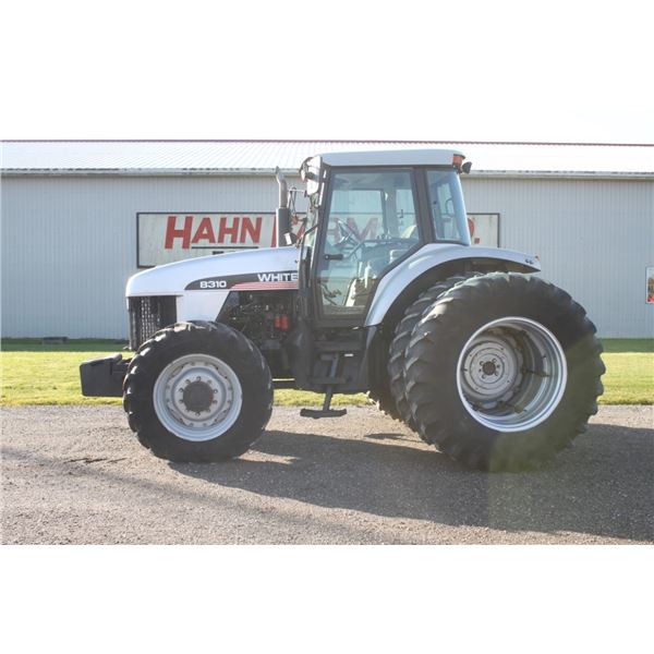 Agco White 8310 4wd tractor, cab, air, Dynashift, 20.8x38 T-rail duals, 3 remotes, 15 front weights,