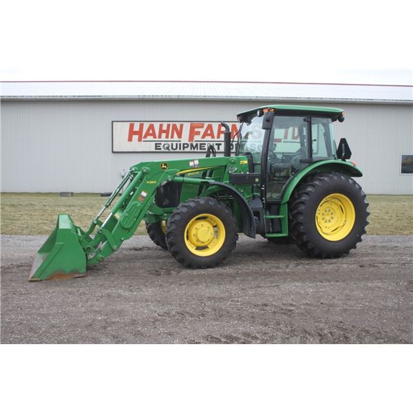 JD 5100M 4wd tractor, cab, air, Power Reverser, H260 loader, 18.4R30, 3 remotes, buddy seat, front f