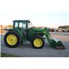 Image 6 : JD 6420 4wd tractor, cab, air, 640 SL loader, 24 speed auto quad, 2 remotes, 18.4x38, R&P axle, 4926