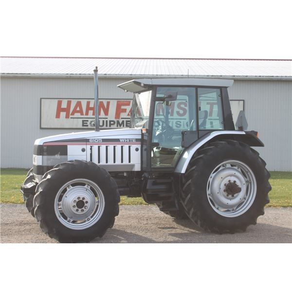 Agco White 6105 4wd tractor, cab, air, 3 remotes, 18.4x38, 1049 hours, one owner