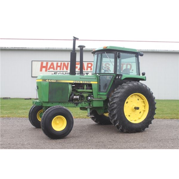 JD 4440 2wd tractor, cab, air, quad, 20.8x38, 2 remotes, showing 323 hours, local trade