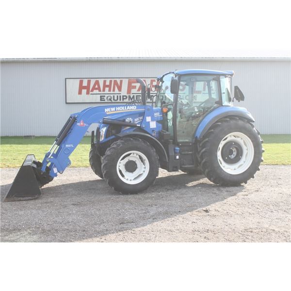 New Holland T4.100 4wd tractor, cab, air, 665TL loader, 12x12 shuttle, 2 remotes, 16.9x34, wheel wei