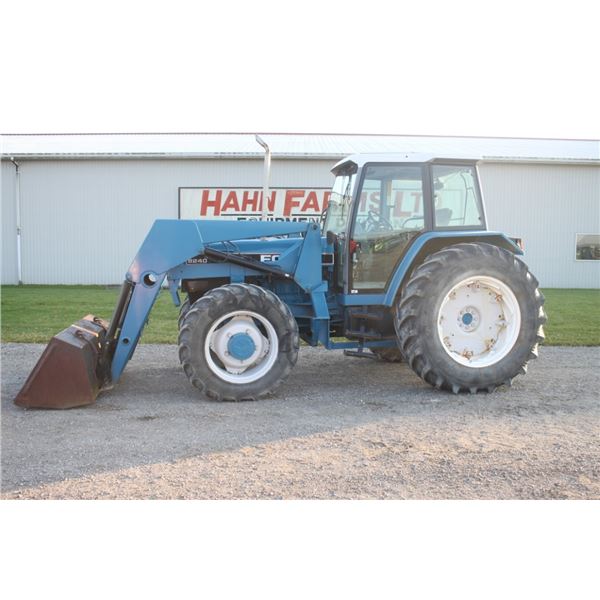 Ford 8240 SLE 4wd tractor, cab, air, loader, powershift, 18.4x38, 2 remote, 9234 hours, local consig