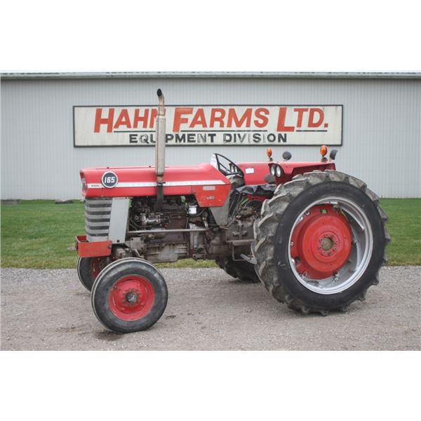 MF 165 2wd open tractor, 2 remotes, 8 speed, 380/80R38, recent engine rebuild, local consignment
