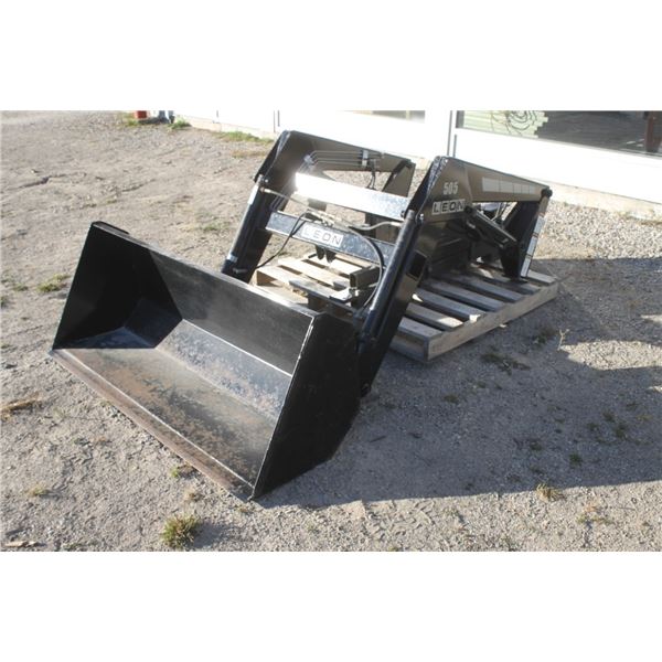 Leon 505 loader, 60" QT bucket and mount frame to fit JD 655/755/855 compact tractor, New and unused