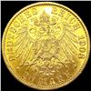 Image 2 : 1908 German Gold 20 Mark CHOICE BU