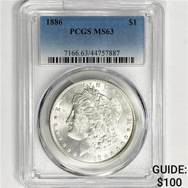 1886 Morgan Silver Dollar PCGS- MS63