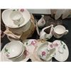 Image 1 : ROSE PATTERNED DISHES, GLASSES, SERVING SET & CHAMPAGNE FLUTES
