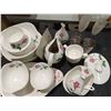 Image 8 : ROSE PATTERNED DISHES, GLASSES, SERVING SET & CHAMPAGNE FLUTES