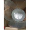 Image 1 : LETTUCE LEAF PATTERNED 70-PC. CLEAR GLASS PATTERNED DISHWARE; 1- GLASS FORK c/w BLUE SALAD SERVERS &