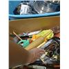Image 8 : BOX & TURQUOISE BIN (STAINLESS STEEL POTS) c/w ALL CONTENTS, UTENSILS & POTS