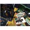 Image 8 : SINGER SEWING MACHINE & TABLE w/ ATTACHMENTS: SINGER.