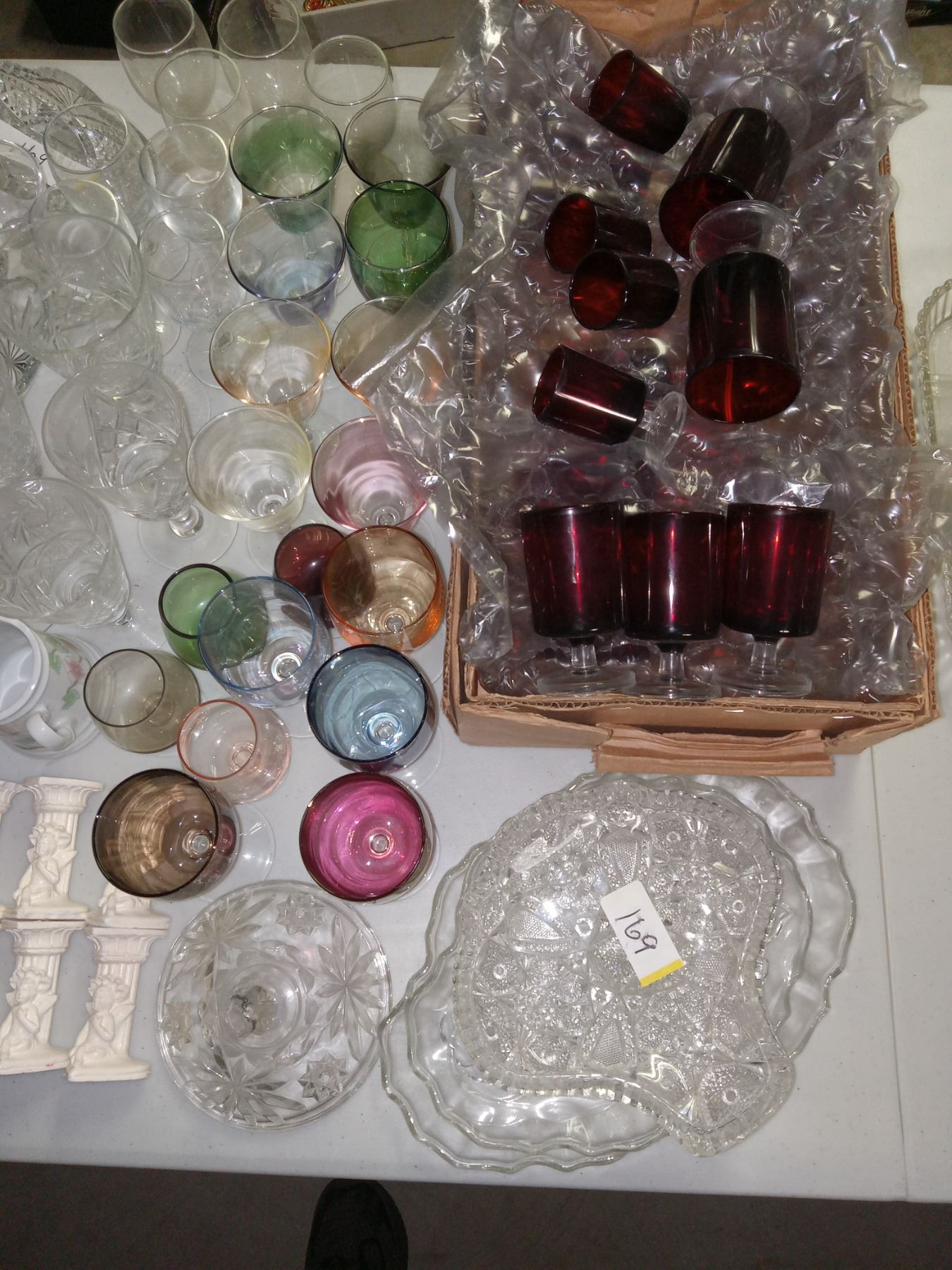 CRYSTAL & GLASS LIQUOR, CONDIMENT, SERVERS & CAKE TOPPER(S). ASSORTED ...
