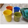 Image 3 : lot of glass cups, Tupperware cups + blue mountain pottery ashtray