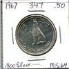 Image 1 : Canada 1967 50 cents .800 silver. MS64.