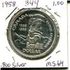 Image 1 : Canada 1958 dollar .800 silver. MS64.