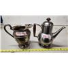 Image 1 : Set of 2, Electroplated Silver over Copper pitcher & Stainless steel kettle