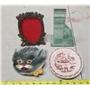 Image 1 : Assorted decorative items - Glass Saskatchewan elevator, ashtray, cat candy dish and frame