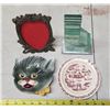Image 2 : Assorted decorative items - Glass Saskatchewan elevator, ashtray, cat candy dish and frame