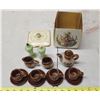 Image 1 : Vintage Victorian style tin - filled with a small porcelain play tea set & salt n pepper shakers