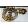 Image 1 : Door wreath + Cornucopia center piece with fruit