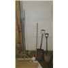 Image 1 : 2 Shovels, broom and Rake
