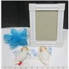 Image 1 : Glass blue starfish candle holders + picture frame + felt window hanging angels
