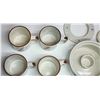 Image 4 : 6pc Matching porcelain Tea kettle, warmer and mug set & Set of gold colored coasters