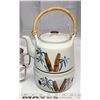 Image 5 : 6pc Matching porcelain Tea kettle, warmer and mug set & Set of gold colored coasters