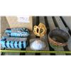 Image 1 : Box containing steel wool, surgical tubing, masks, and a ceramic bowl