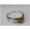 Image 4 : Sterling silver ring with yellow/amber stone