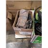Image 2 : 2 BOXES AND PAIL OF GLOVES, ROUTER, SPRAYER, TOOLS AND SHOP SUPPLIES
