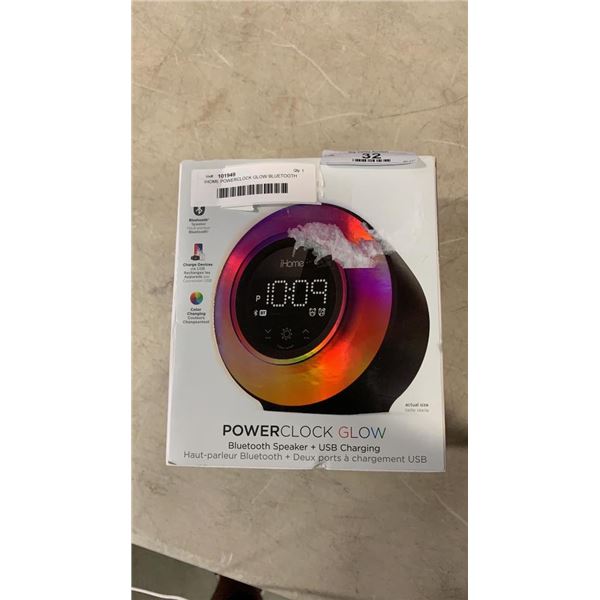 IHOME POWERCLOCK GLOW BLUETOOTH SPEAKER W/ USB CHARGING