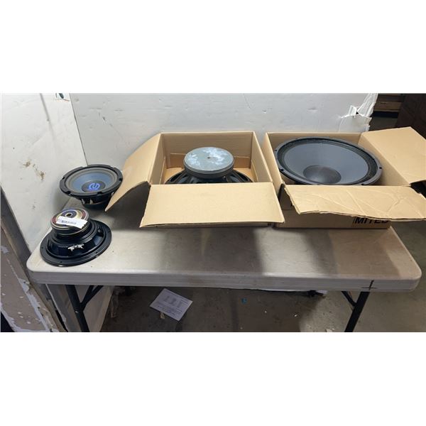 2 AS NEW 15" 1000W SUBS AND 2 PIONEER TS-W21C 8" SUBS