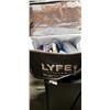 Image 3 : COOLER OF NEW BODY CREAMS LOTIONS AND BOX OF PLASTIC FORKS