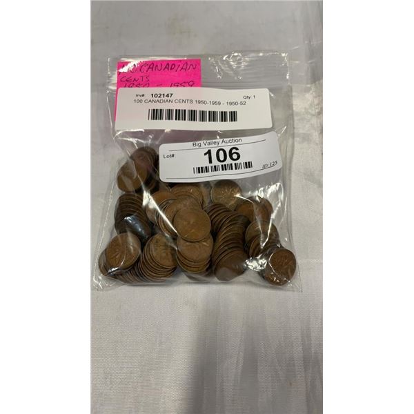 100 CANADIAN CENTS 1950-1959 - 1950-52 KING GEORGE VI, 55-59 QUEEN ELIZABETH