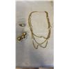Image 1 : VINTAGE FAUX PEARL JEWLERY SET - NECKLACE, EARRINGS, AND BROOCH