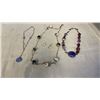 Image 1 : LOT OF CRYSTAL AND GLASS BEAD JEWLERY - 3 NECKLACES, 1 PAIR EARRINGS