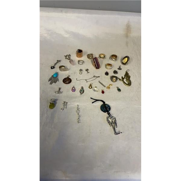 BAG OF MISC PENDANTS AND RINGS