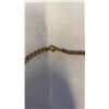 Image 6 : BAG OF MISC. GOLD TONE JEWLERY - 2 NECKLACES, KEYCHAIN, 2 PINS, AND WOOD PENDANT