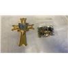 Image 1 : LOT OF CROSSES AND RELIGIOUS JEWLERY, PLUS ONE LARGE CROSS COMPASS
