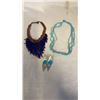 Image 1 : 2 BLUE BEAD NECKLACES AND LARGE PAIR TURQUOISE EARRINGS